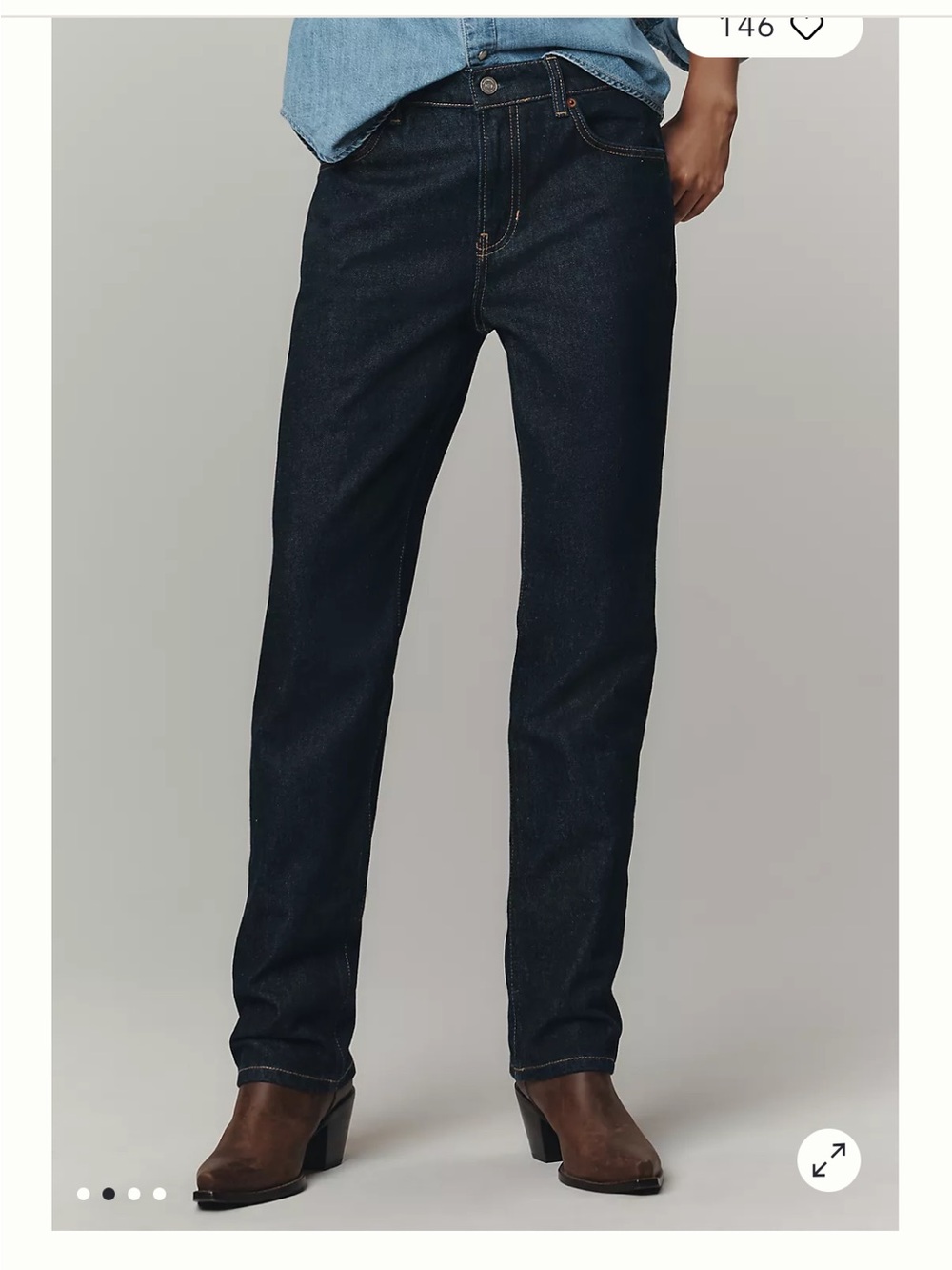 Reformation Greer Mid-rise Jeans, Ondine dark blue rigid denim